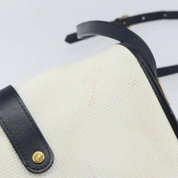 Authentic SAINT LAURENT Shoulder Bag PVC White Gold - Picture 2 of 16